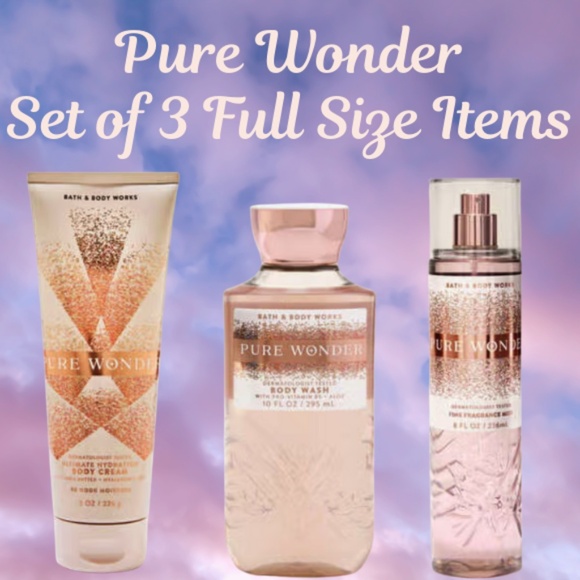 Set of 3 Bath & Body Works - Pure Wonder Body Cream, Body Wash & Fragrance Mist - Picture 1 of 4